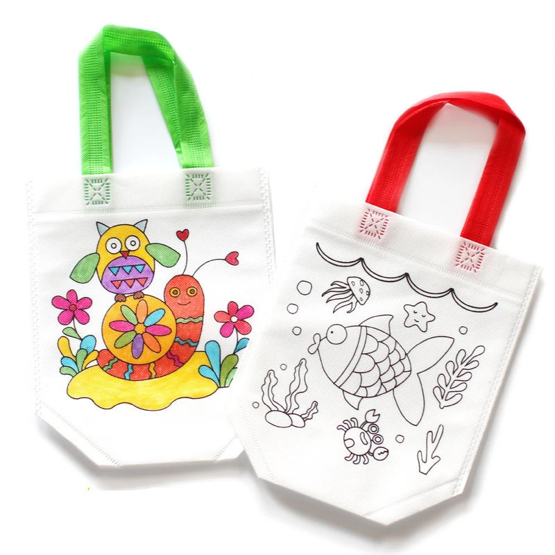 Art Craft Earth Day - 24 stuks schattige cartoon kleurzakken herbruikbaar
