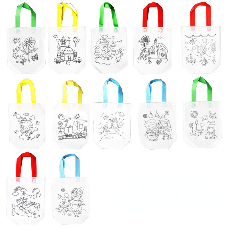 Art Craft Earth Day - 24 stks Leuke Cartoon Kleurzakken Herbruikbare
