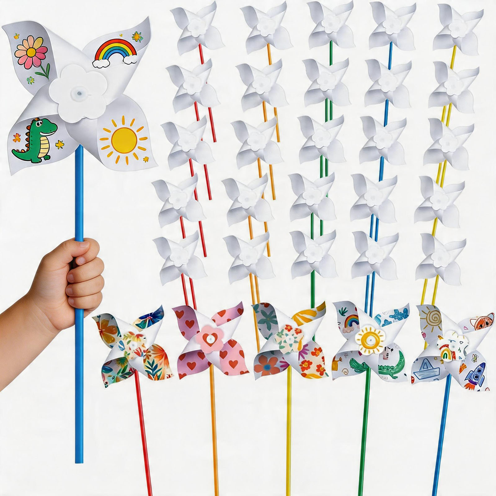 Art Craft Earth Day - 100 stuks DIY papieren windmolentjes knutselwerk