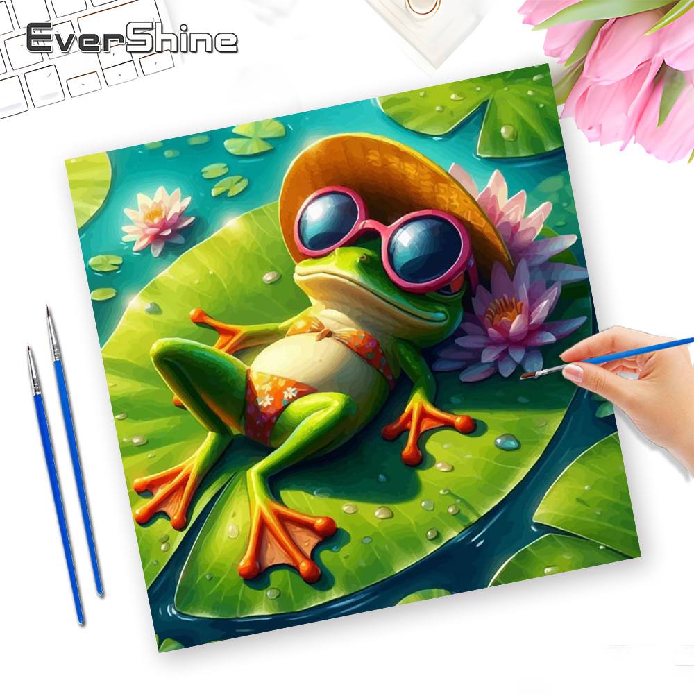 Art Craft Gifts For Adults - Evershine olieverfschilderij op nummer set kikker