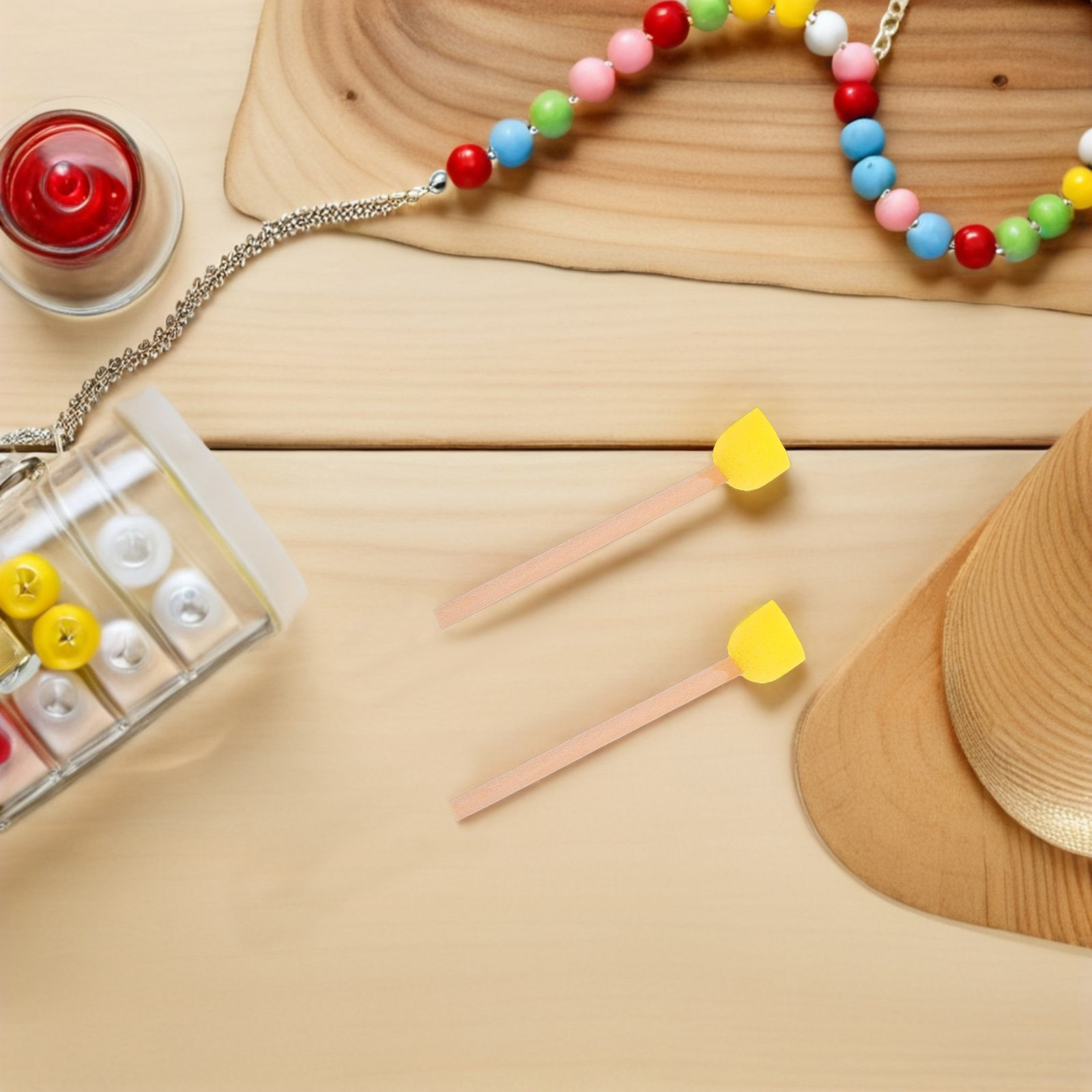 Art Craft For Preschool - 80 stuks ronde sponsverfkwasten met houten
