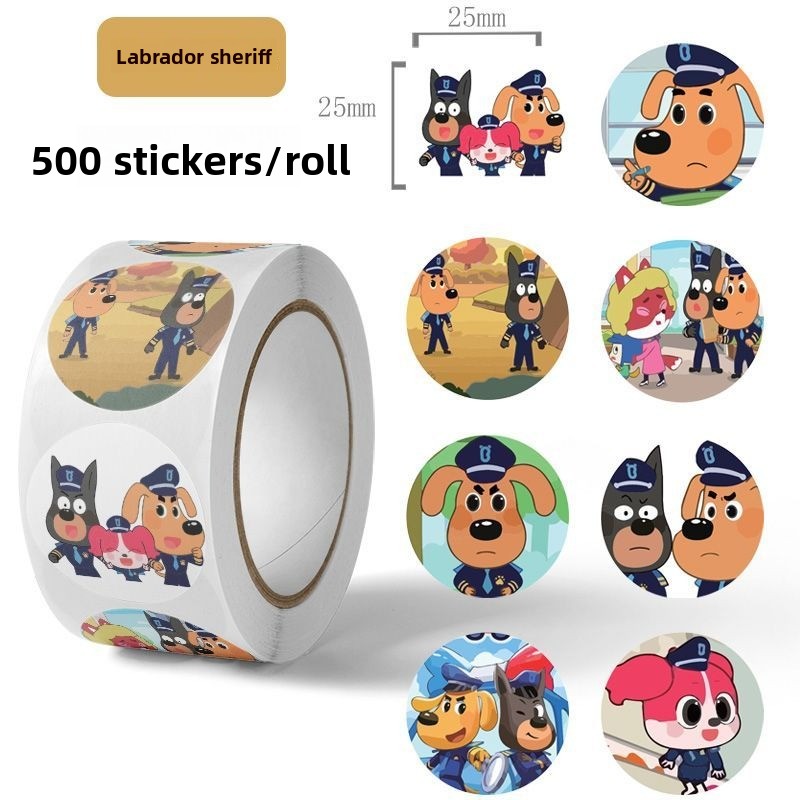 Artwork Craft - Sheriffs Labradors schattige karakterrolstickers perifere waterdichte