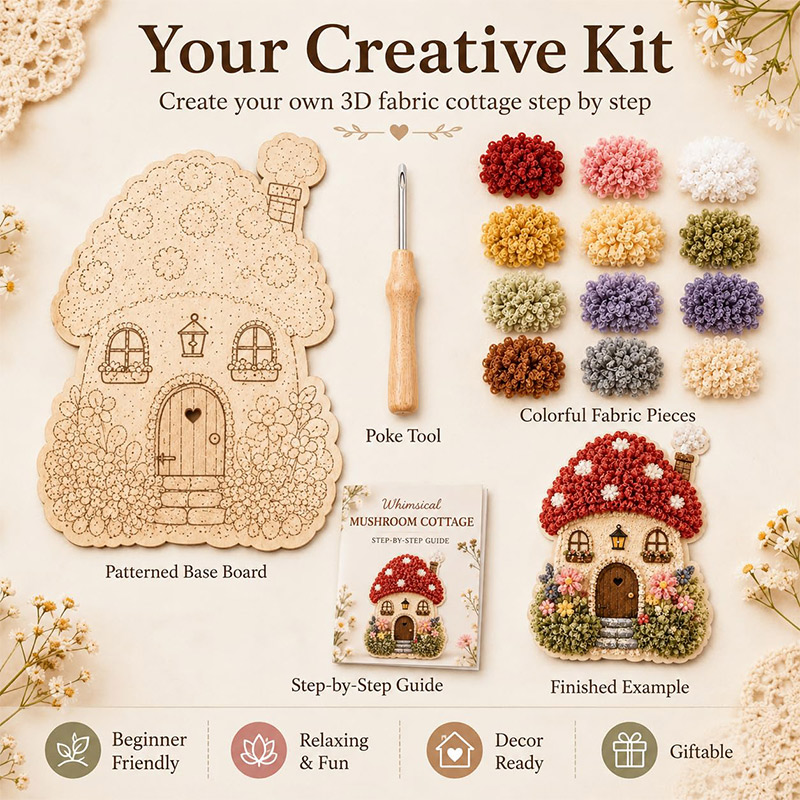 3D Mushroom House Poke Art DIY - Artwork Craft recensie en prijs