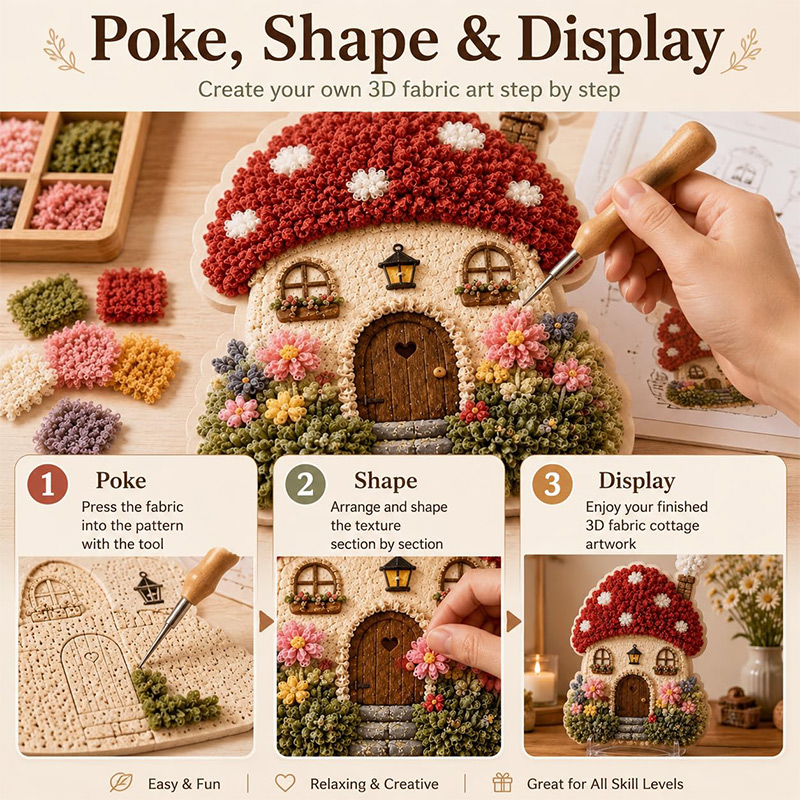 3D Mushroom House Poke Art DIY - Artwork Craft recensie en prijs